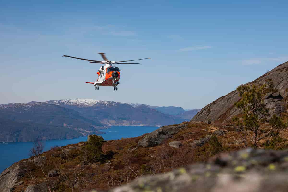 Et helikopter av typen AW101 SAR QUEEN fra Norges eldste flyskvadron, 330 skvadron.