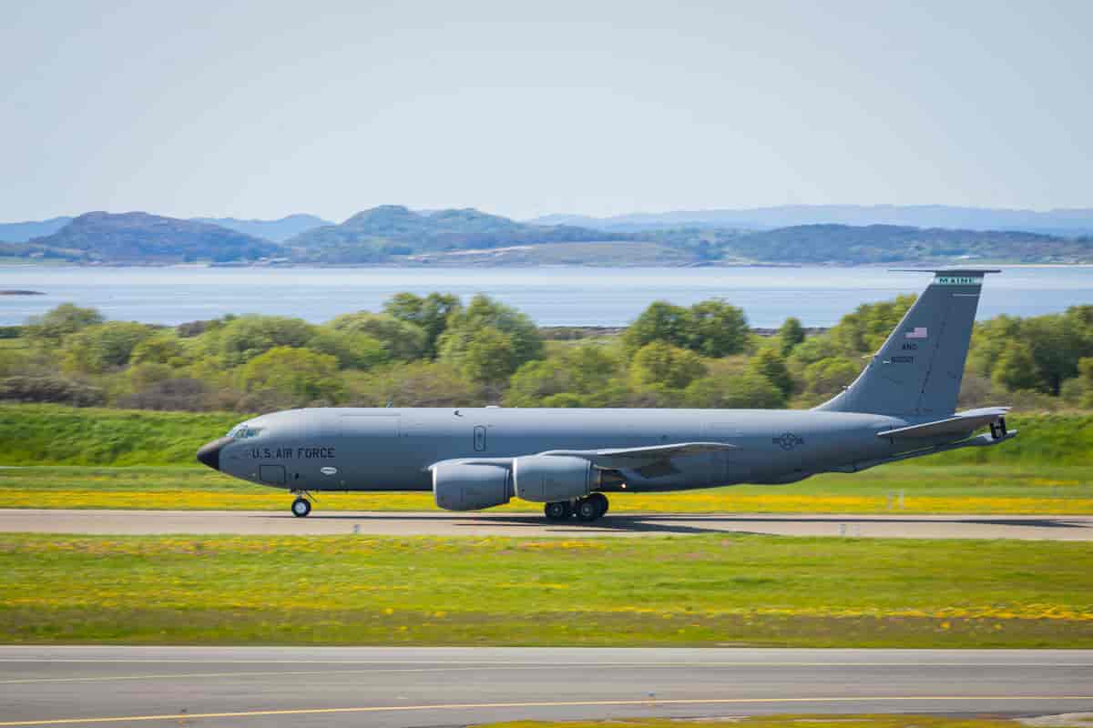 Amerikansk tankfly av typen KC-135 fra US Air Force på Ørland under øvelse ACE23