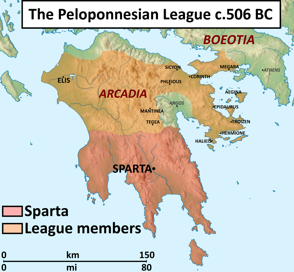Det peloponnesiske forbundet i slutten av det sjette århundret fvt.