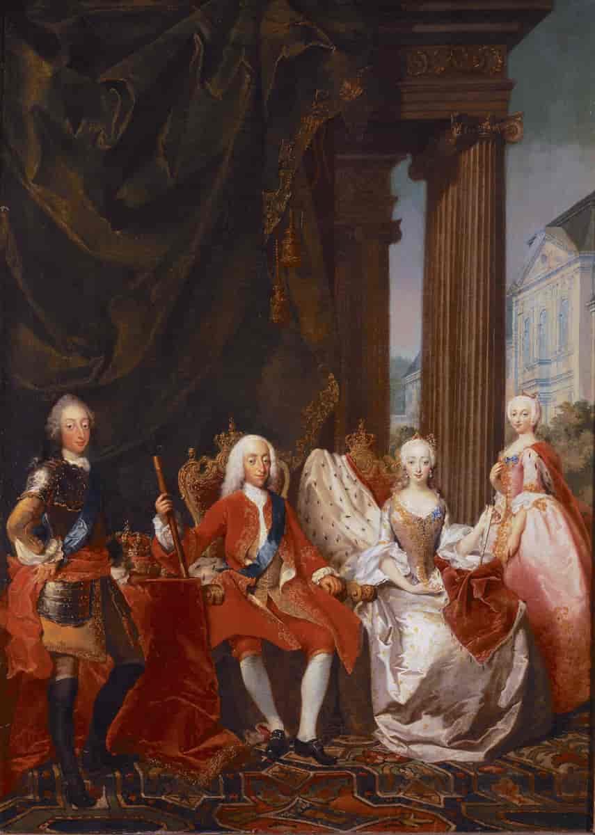 Christian 6. og dronningen med familie
