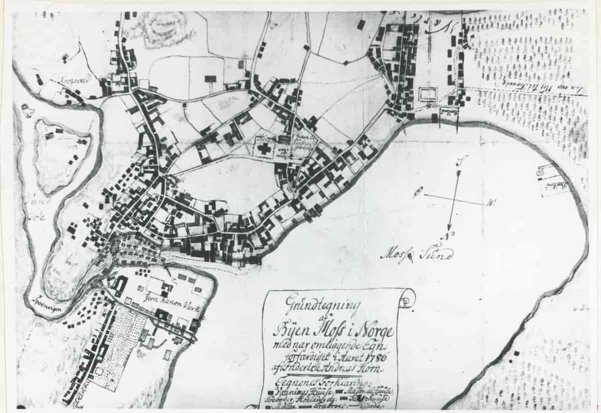 Fotokopi av kart over Moss 1786