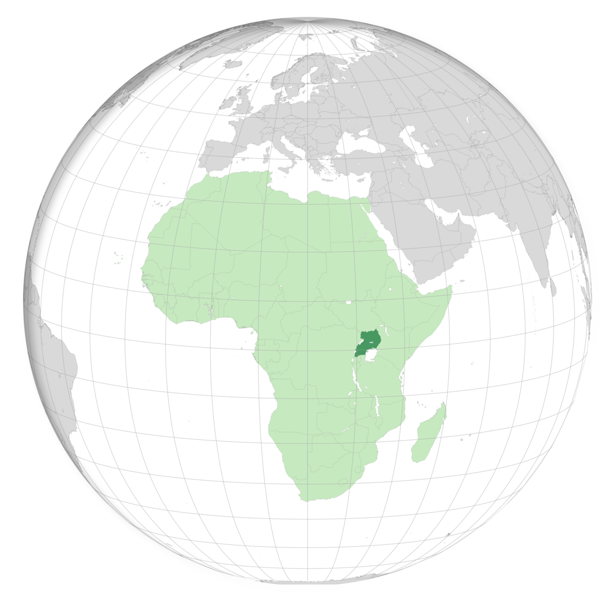plassering av Uganda på jordkloden. Kart