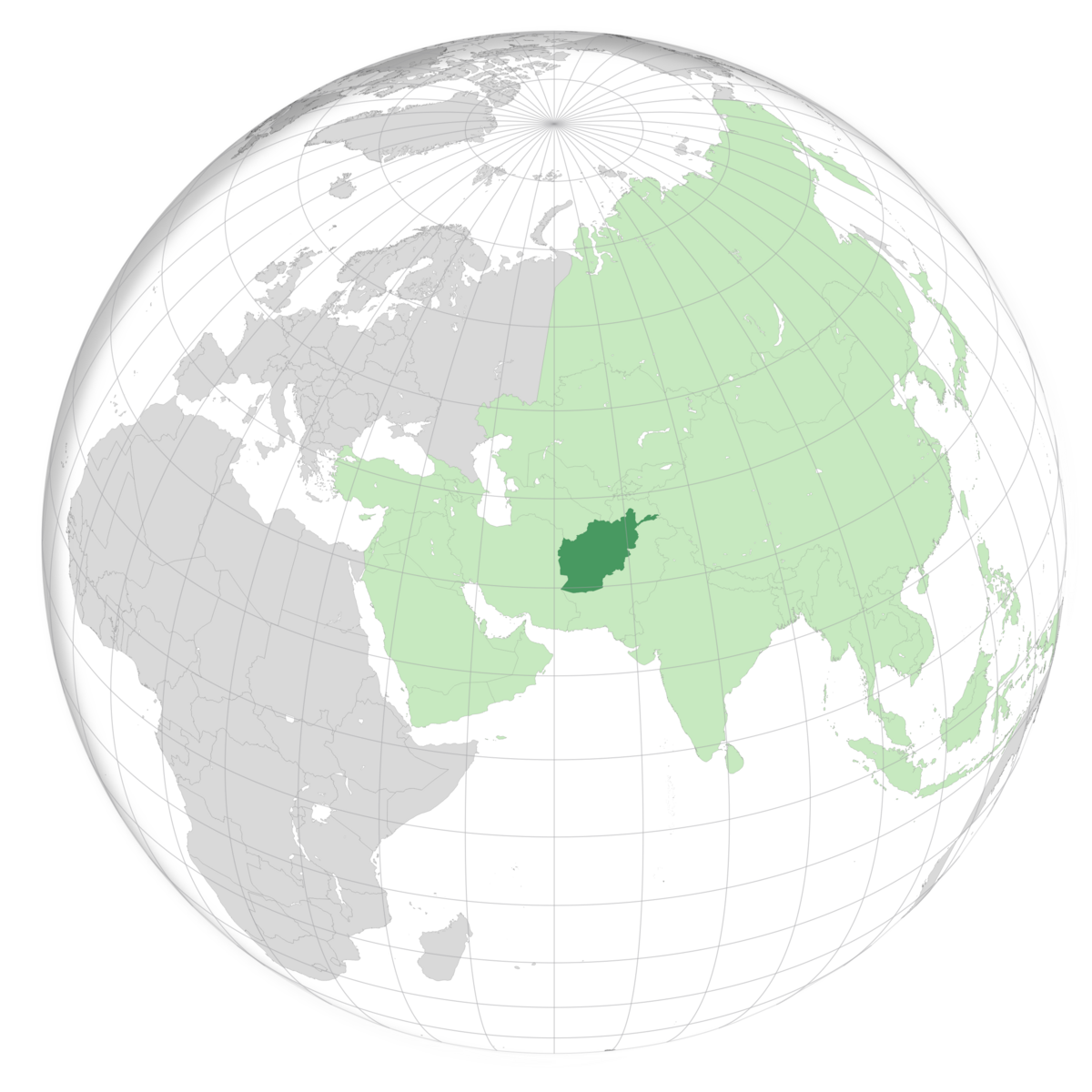 plassering av Afghanistan på jordkloden. Kart