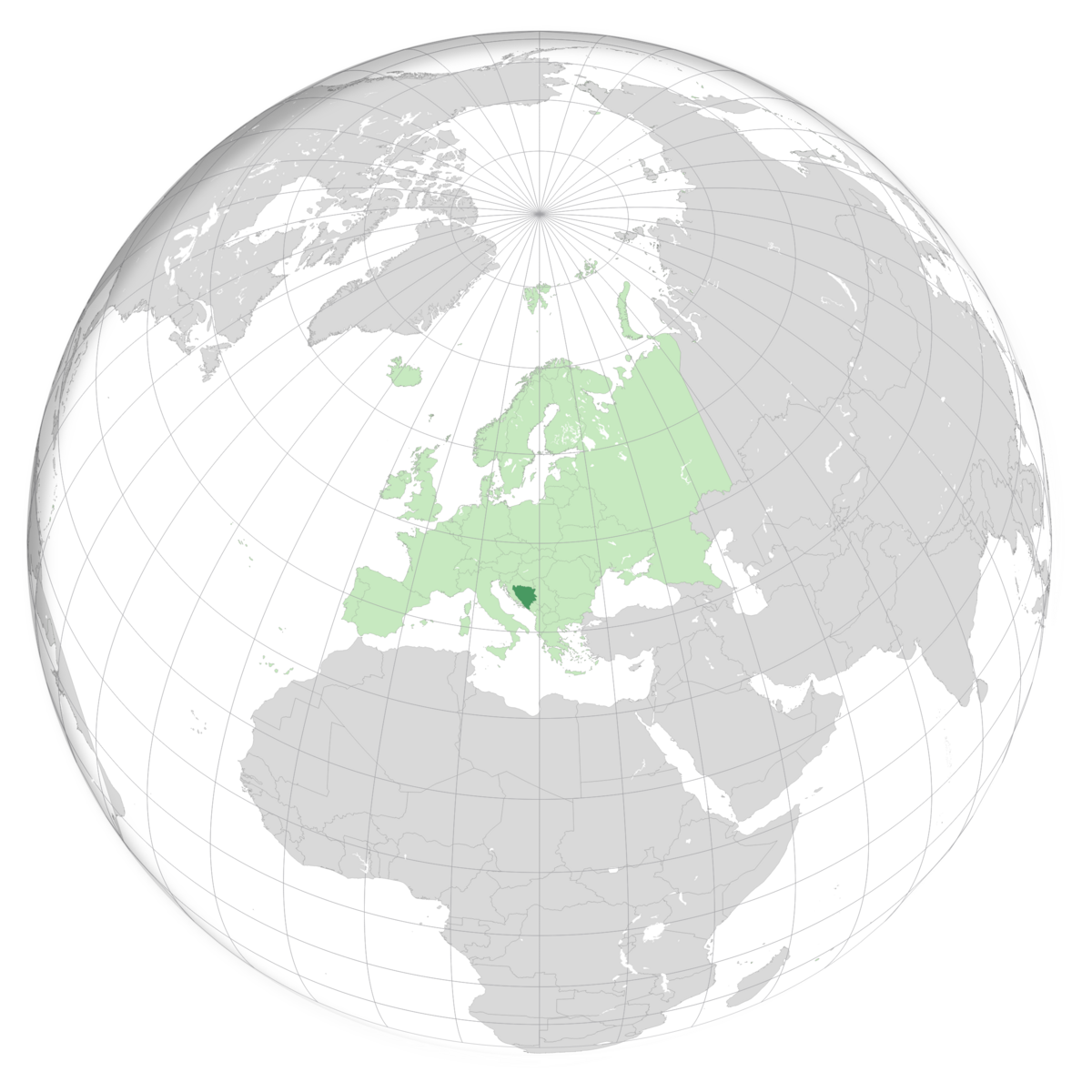 plassering av Bosnia-Hercegovina på jordkloden. Kart