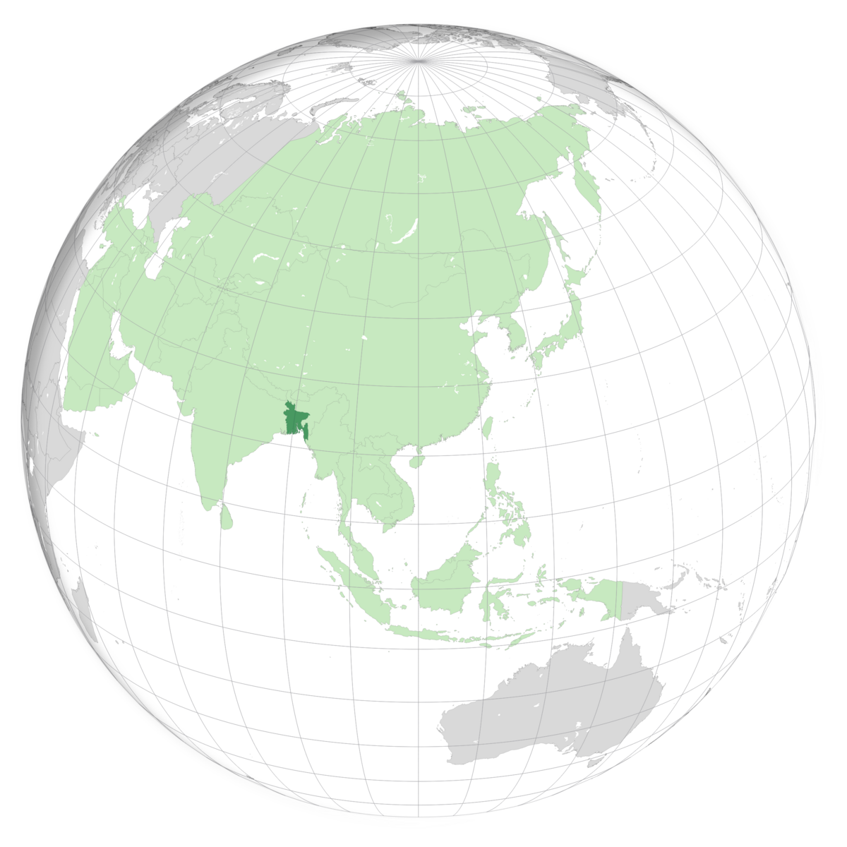 plassering av Bangladesh på jordkloden. Kart