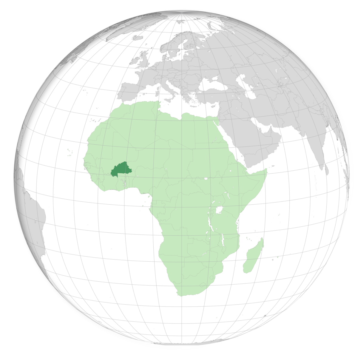 plassering av Burkina Faso på jordkloden. Kart