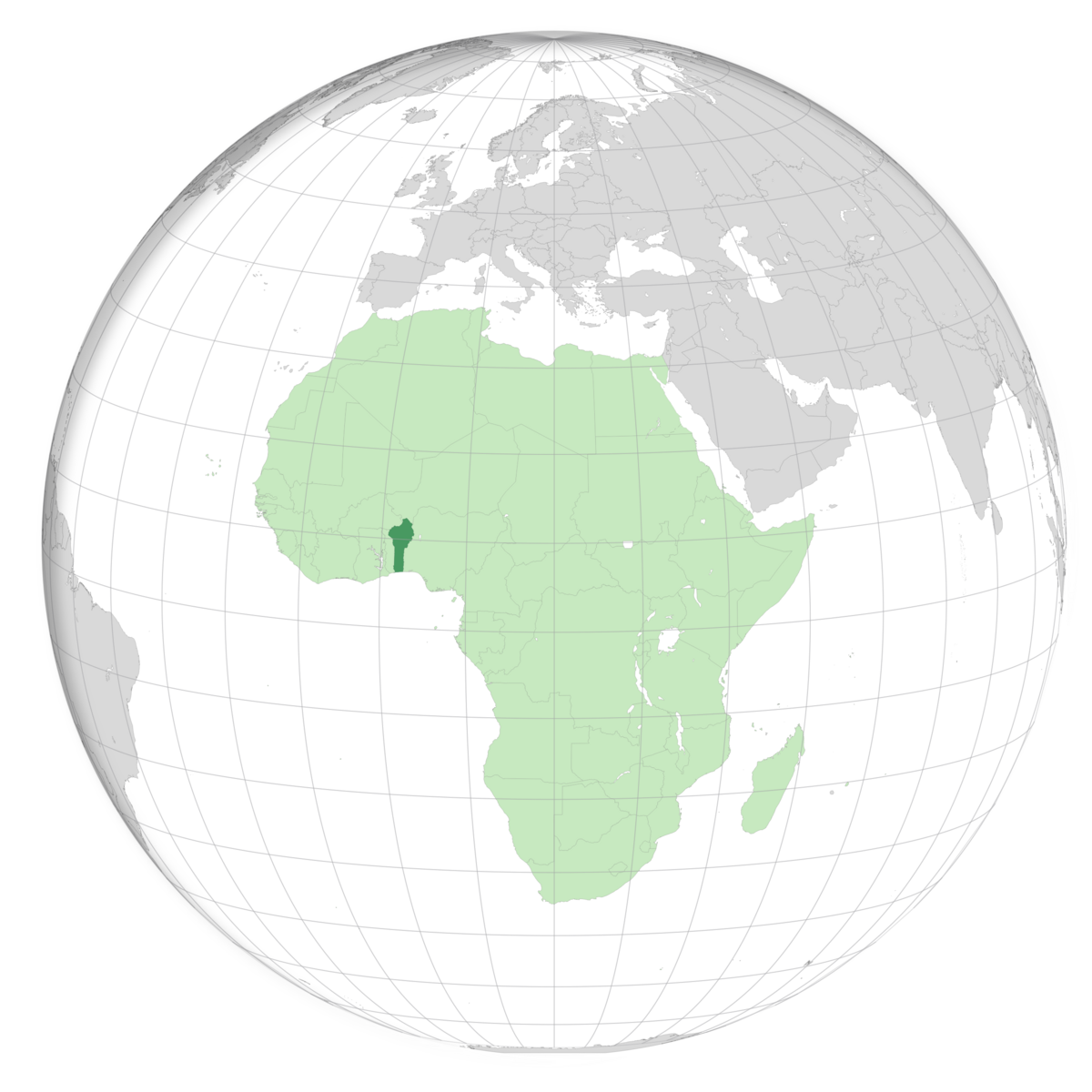 plassering av Benin på jordkloden. Kart