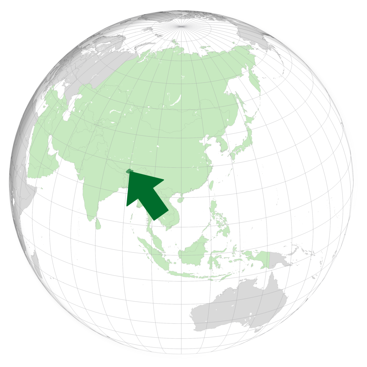plassering av Bhutan på jordkloden. Kart