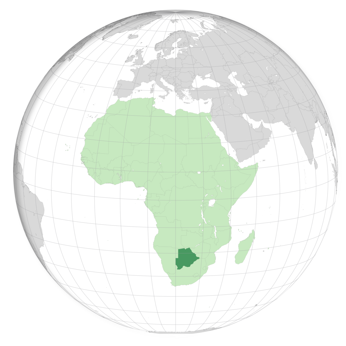 plassering av Botswana på jordkloden. Kart