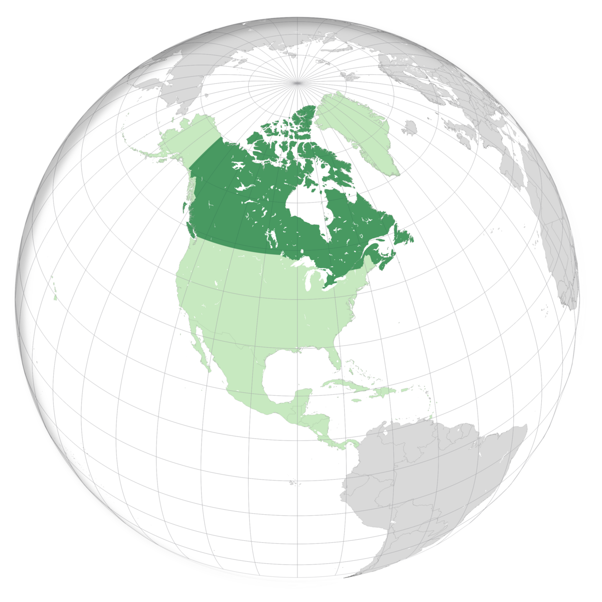 plassering av Canada på jordkloden. Kart
