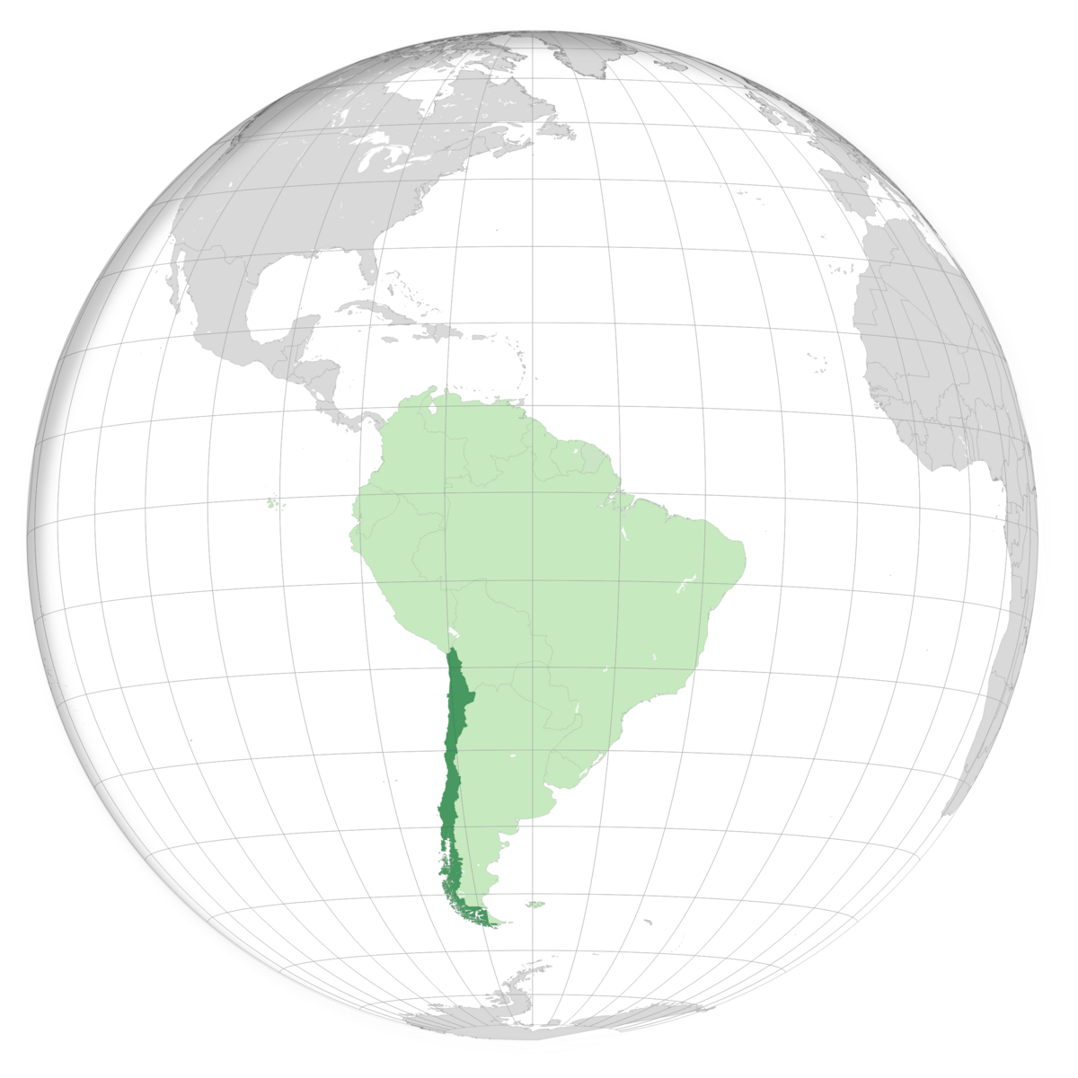 plassering av Chile på jordkloden. Kart