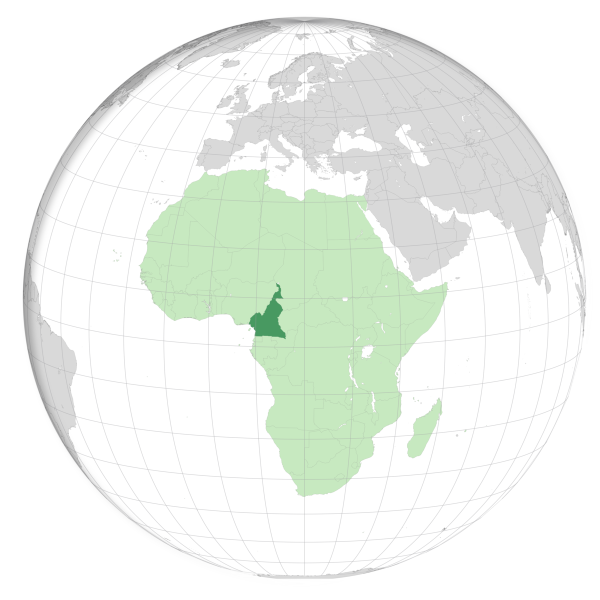 plassering av Kamerun på jordkloden. Kart