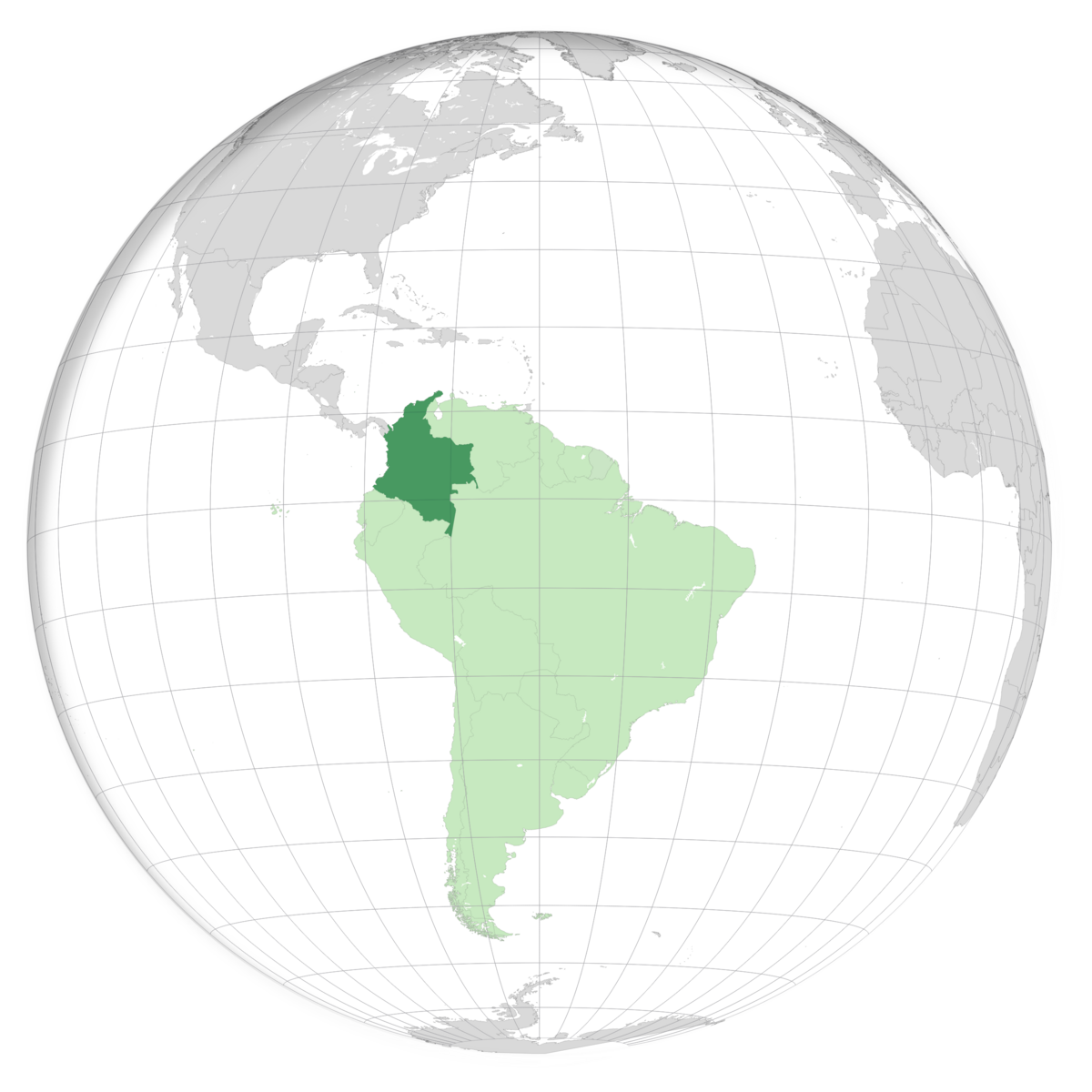 plassering av Colombia på jordkloden. Kart