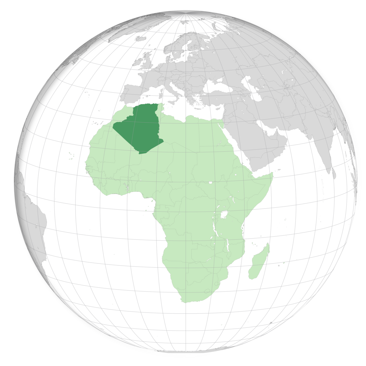 plassering av Algerie på jordkloden. Kart