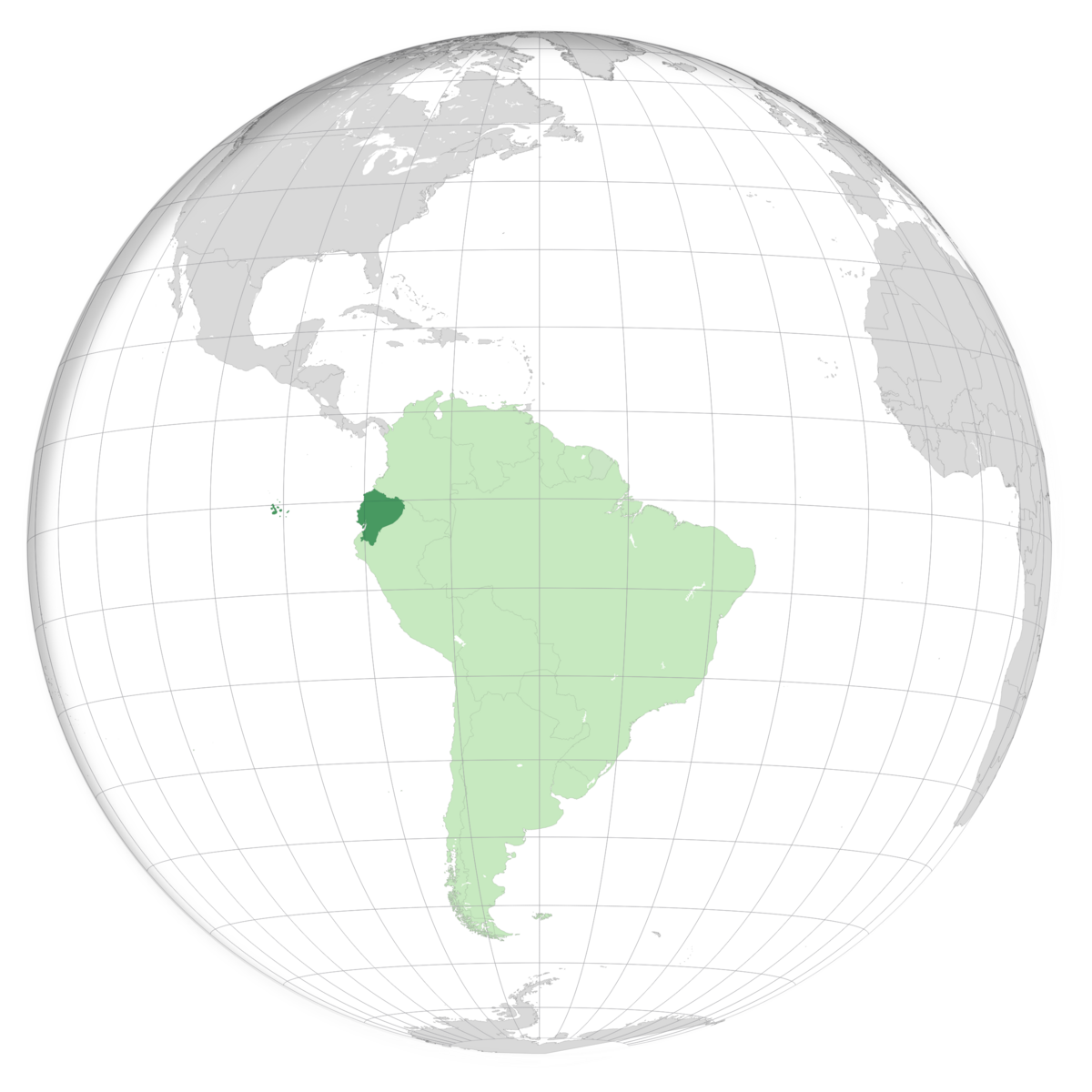 plassering av Ecuador på jordkloden. Kart