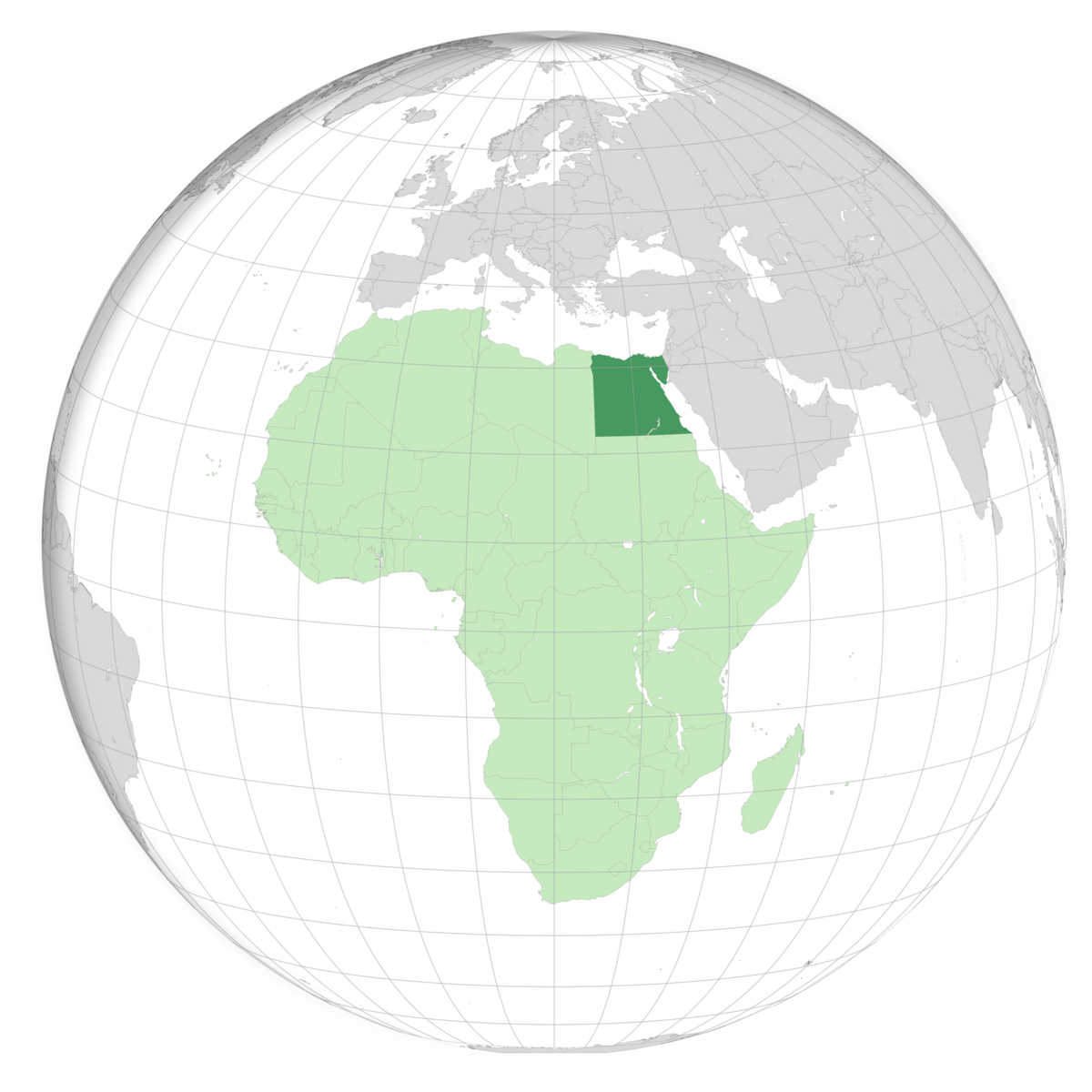 plassering av Egypt på jordkloden. Kart