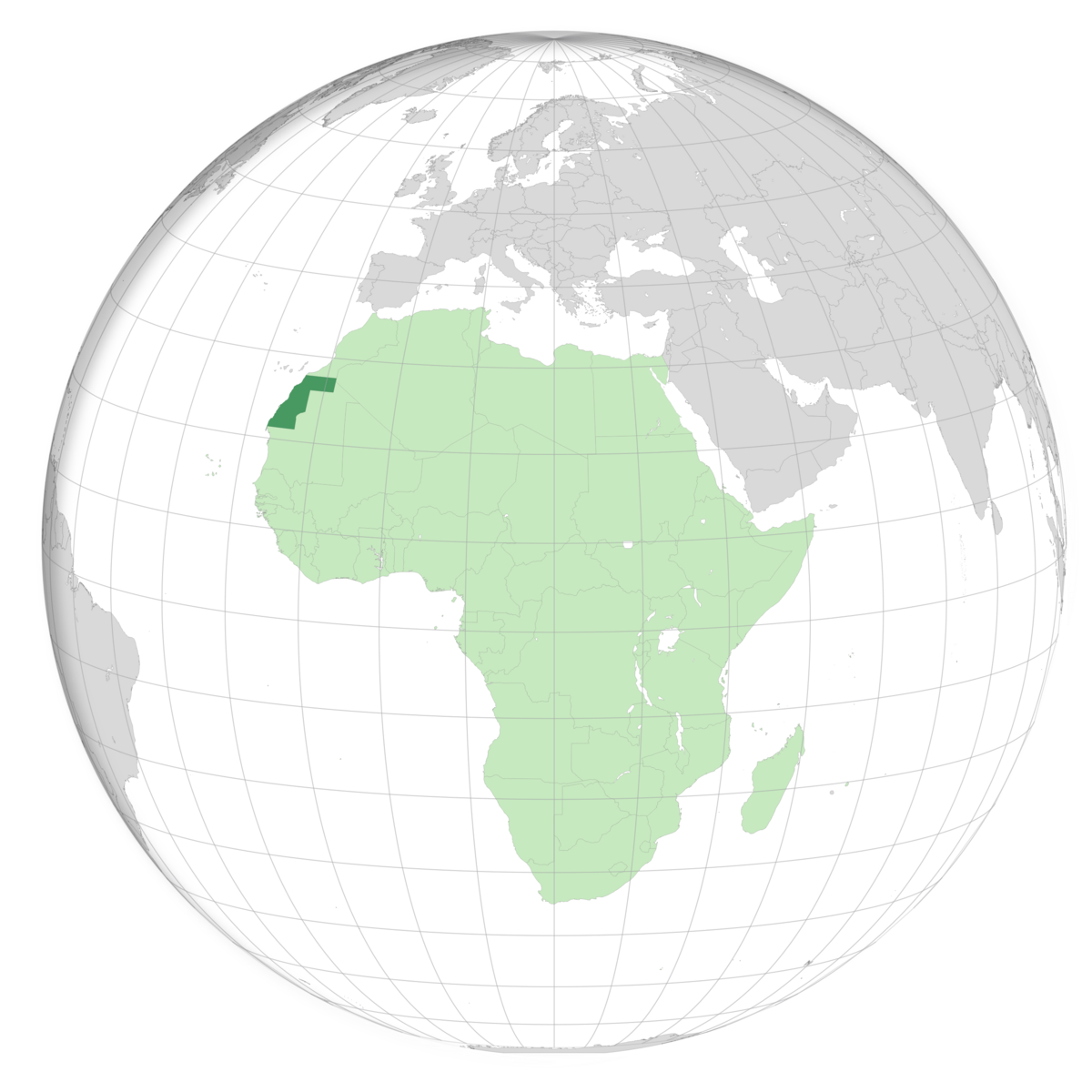 plassering av Vest-Sahara på jordkloden. Kart