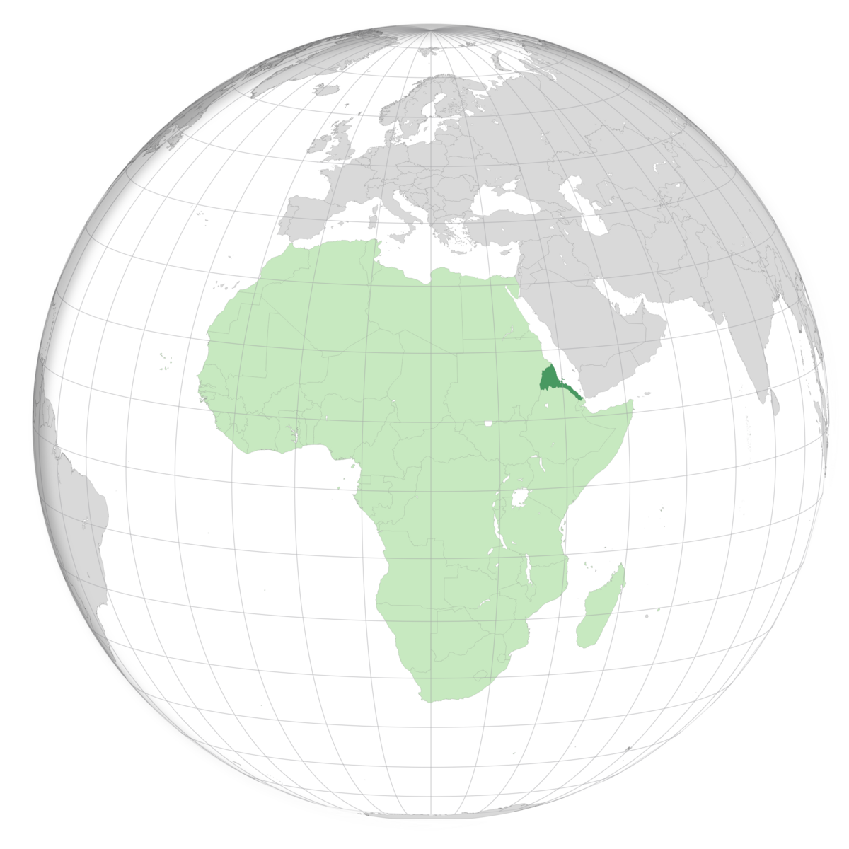 plassering av Eritrea på jordkloden. Kart