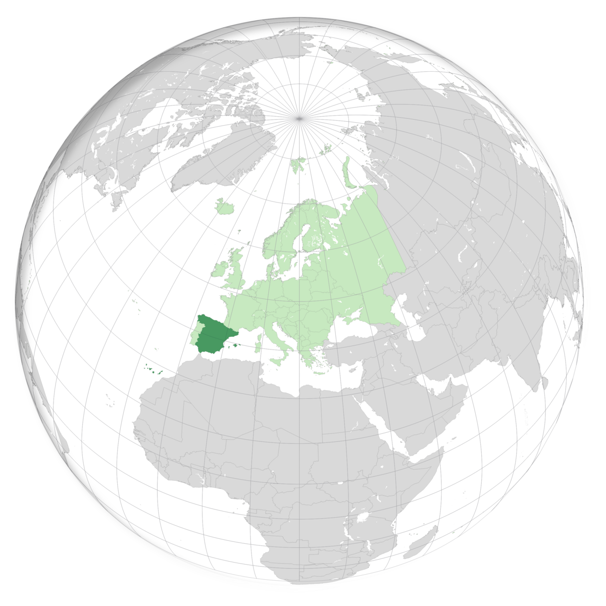 plassering av Spania på jordkloden. Kart