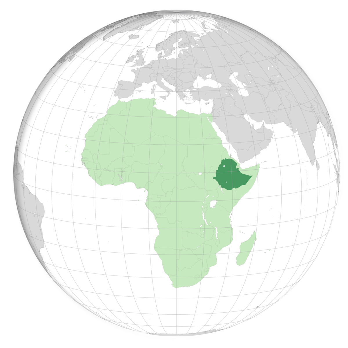 plassering av Etiopia på jordkloden. Kart