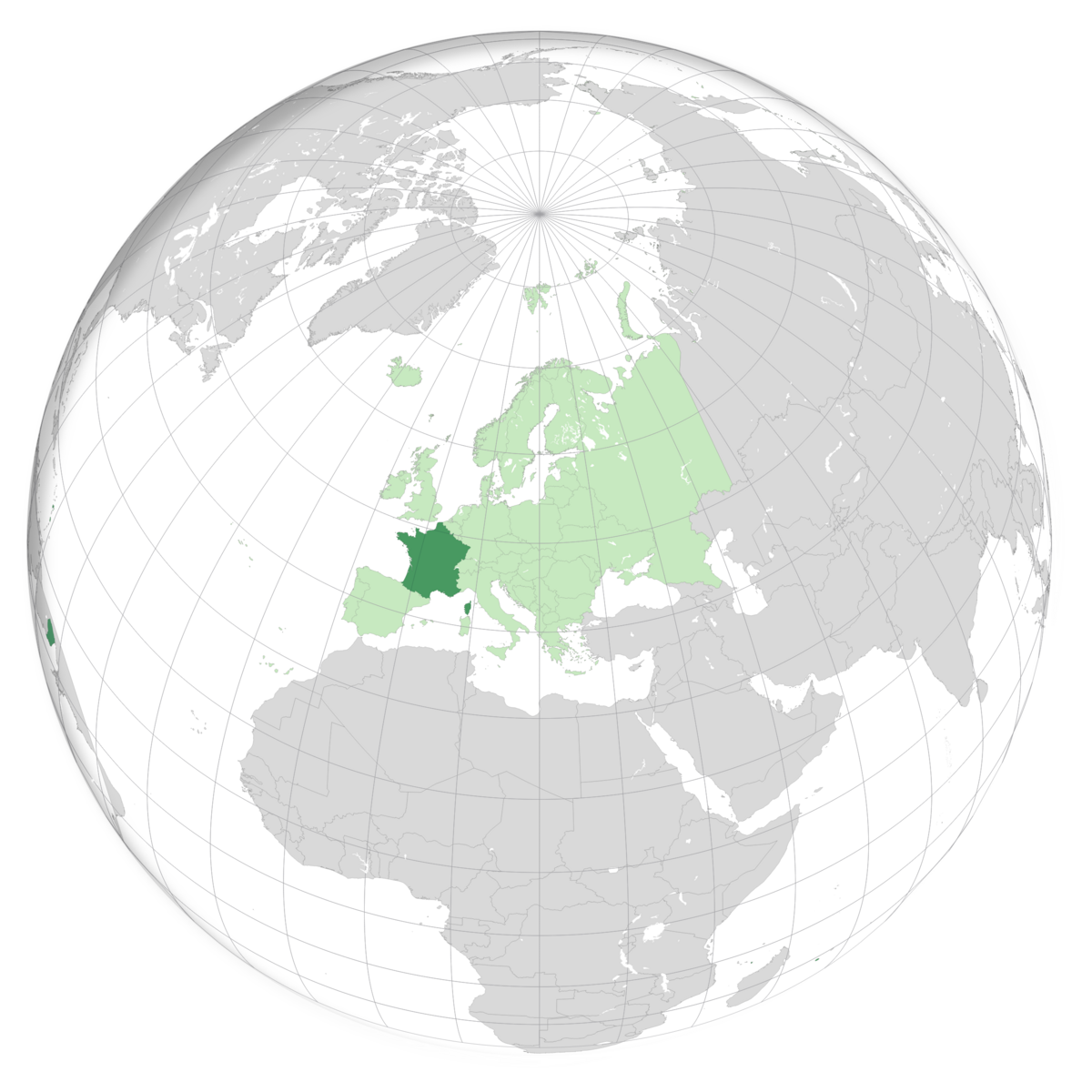 plassering av Frankrike på jordkloden. Kart