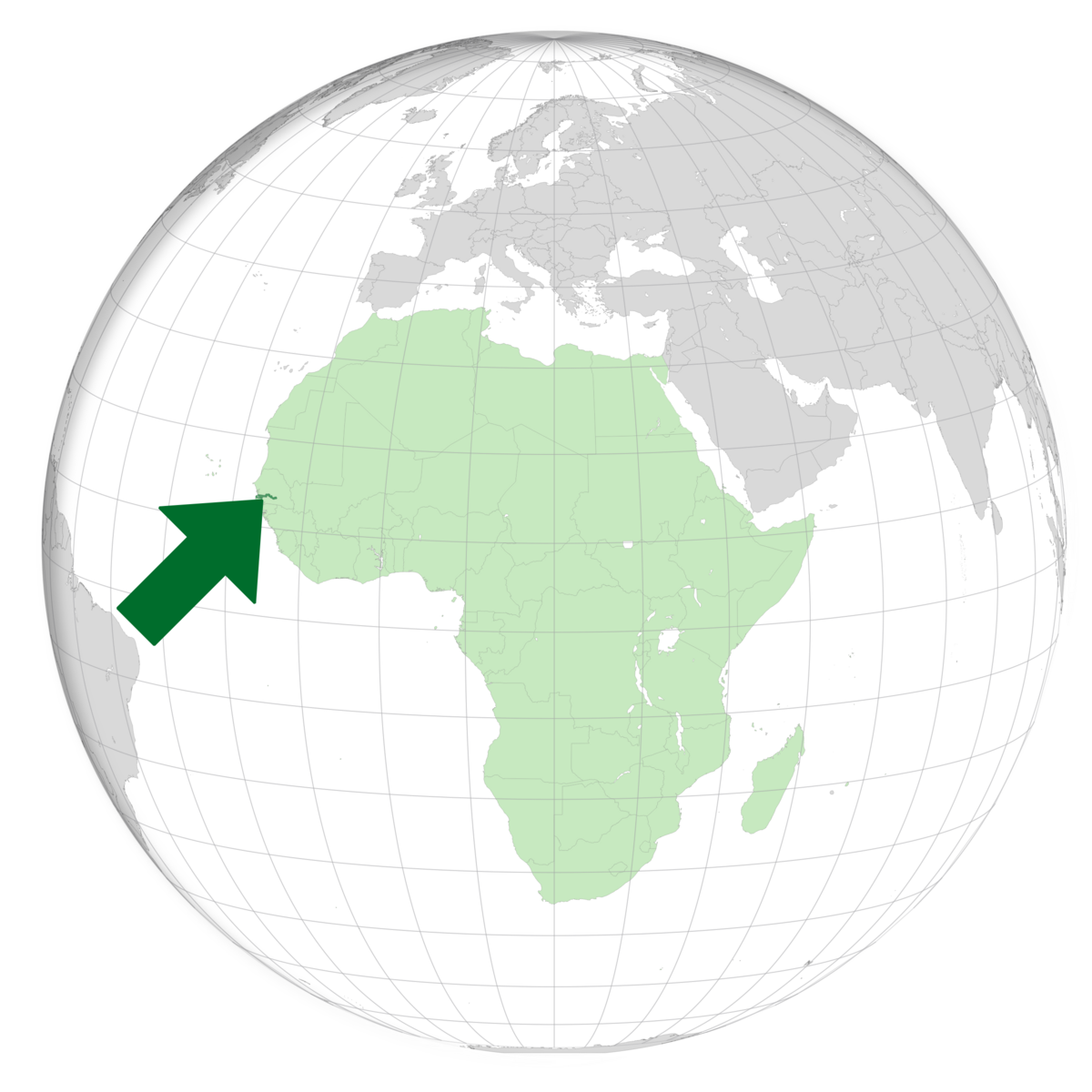 plassering av Gambia på jordkloden. Kart