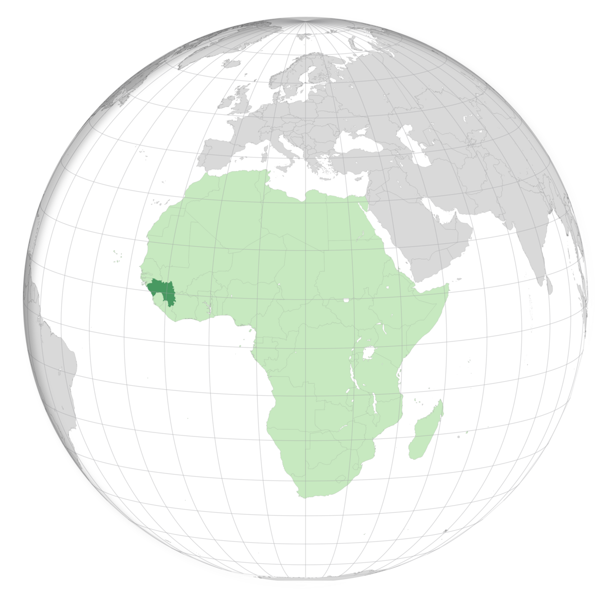 plassering av Guinea på jordkloden. Kart