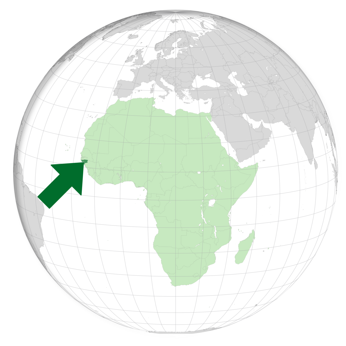 plassering av Guinea-Bissau på jordkloden. Kart