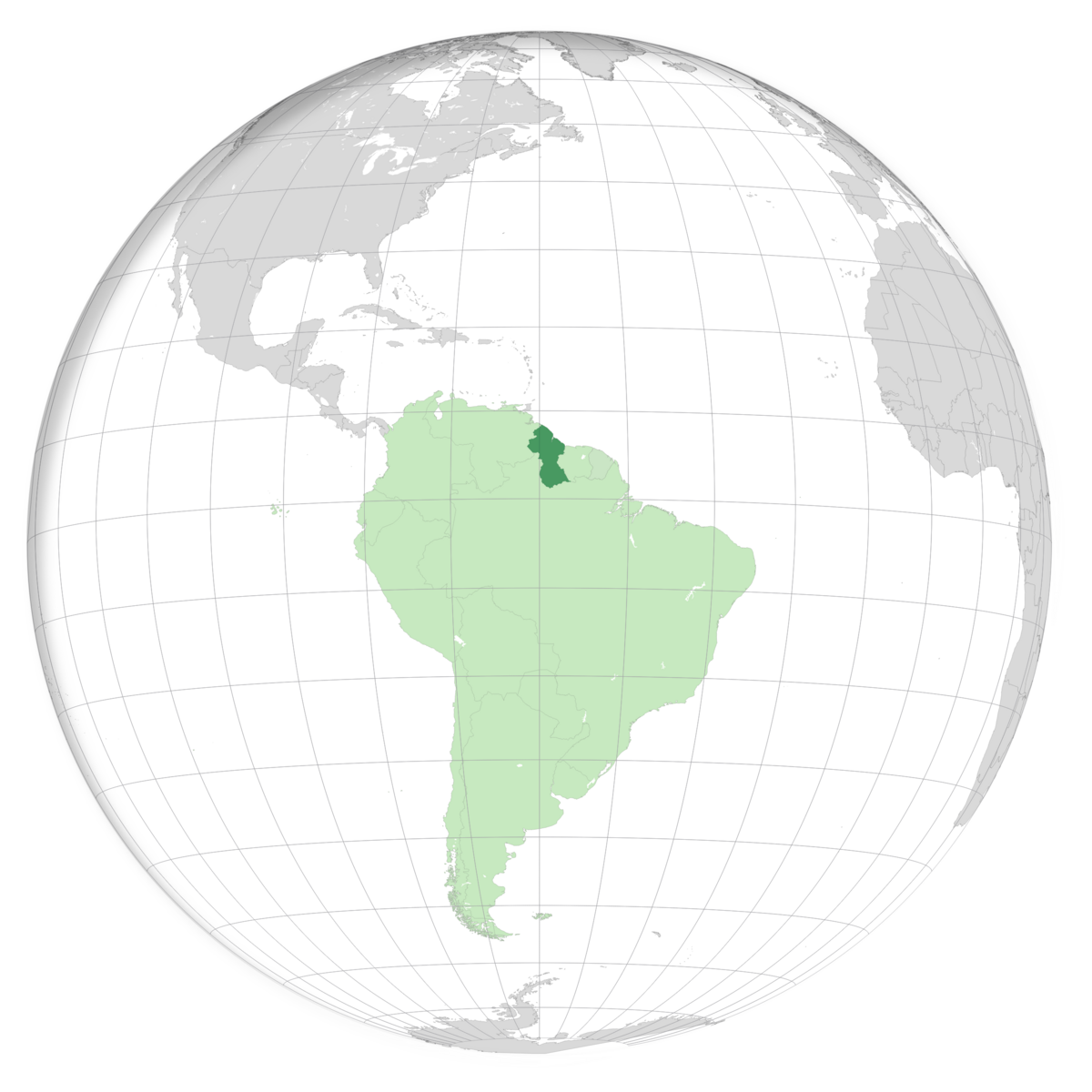 plassering av Guyana på jordkloden. Kart