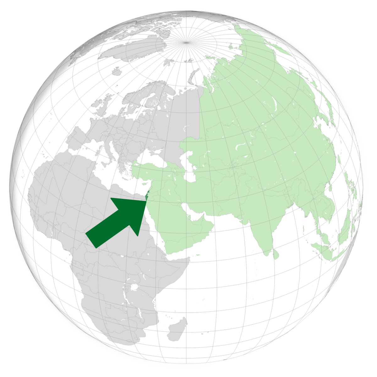 plassering av Israel på jordkloden. Kart