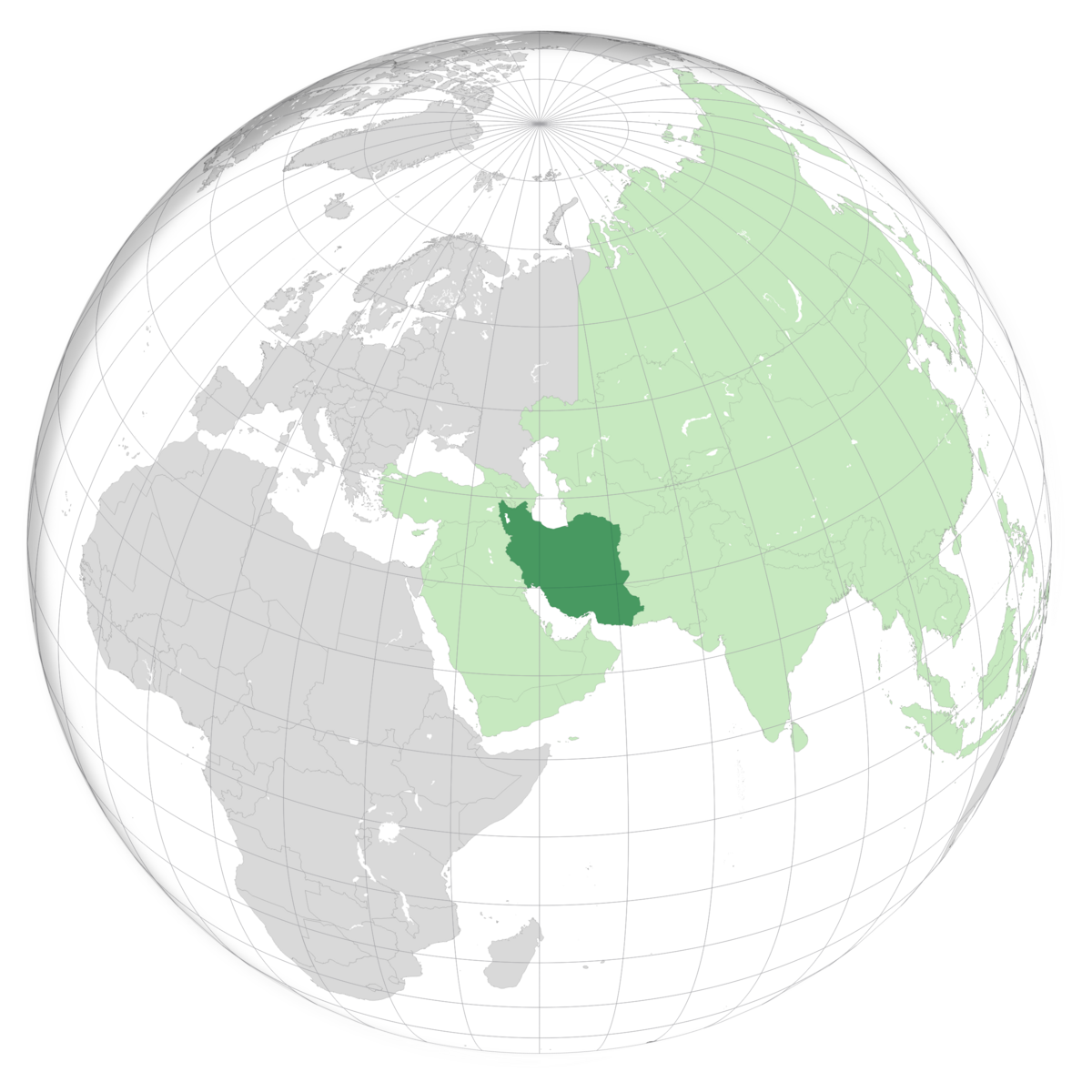 plassering av Iran på jordkloden. Kart