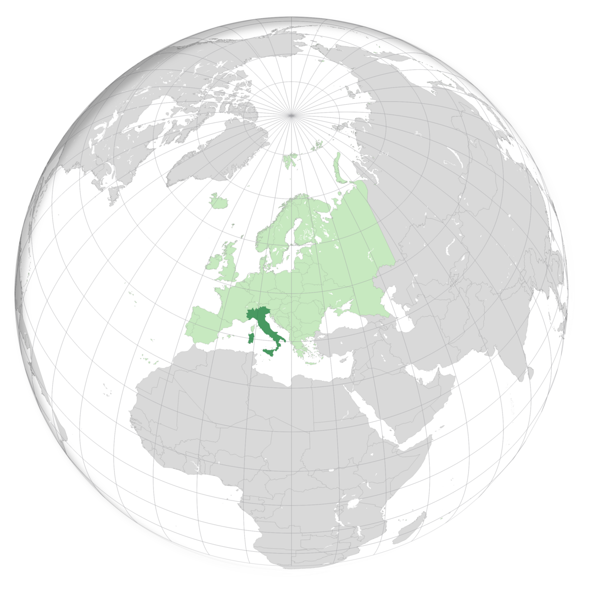 plassering av Italia på jordkloden. Kart