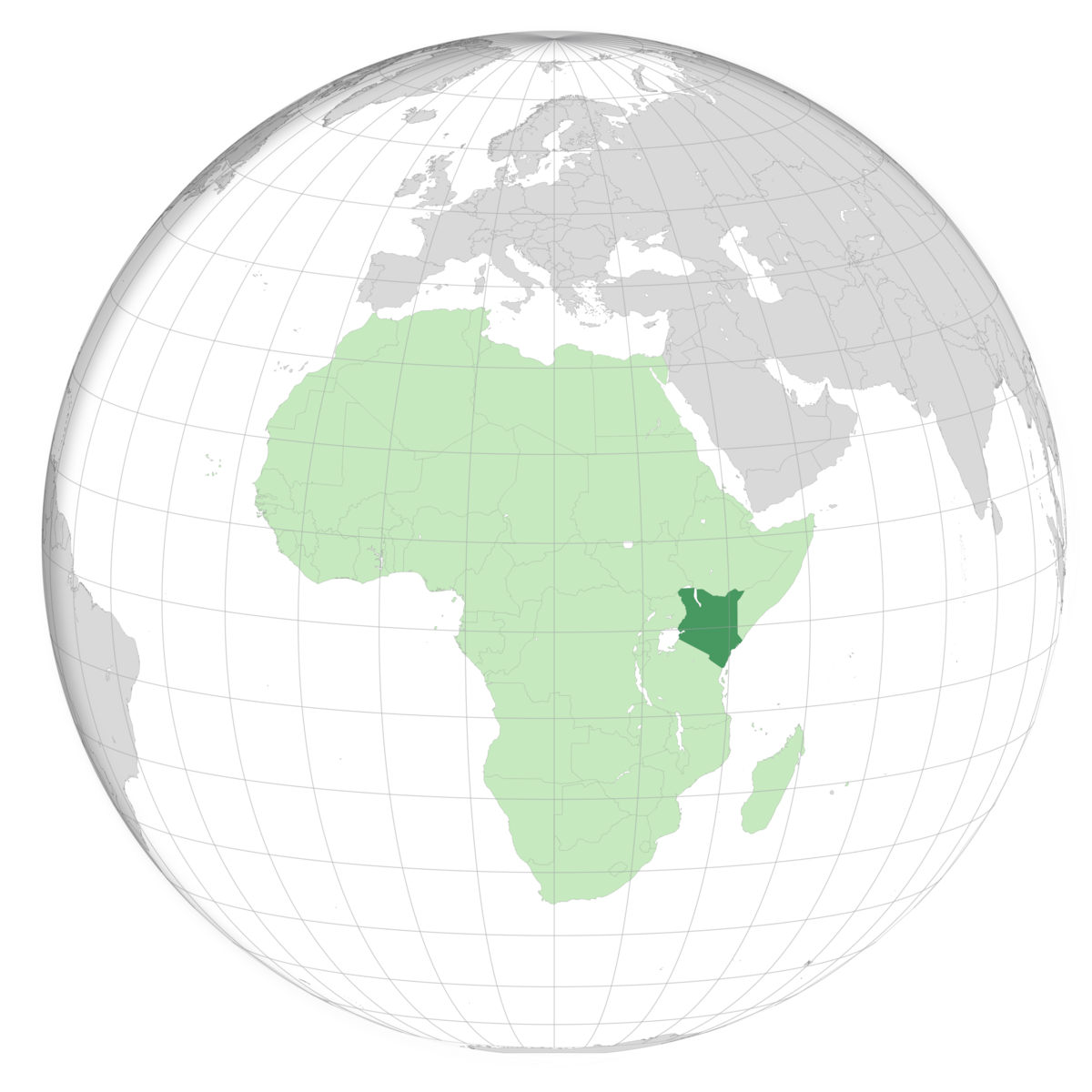 plassering av Kenya på jordkloden. Kart