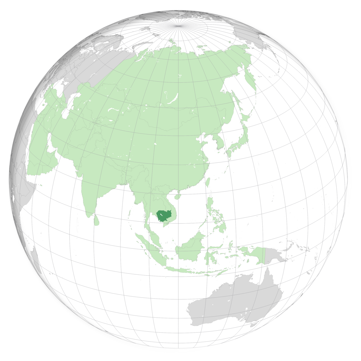 plassering av Kambodsja på jordkloden. Kart
