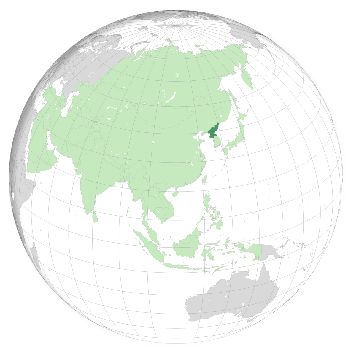 plassering av Nord-Korea på jordkloden. Kart
