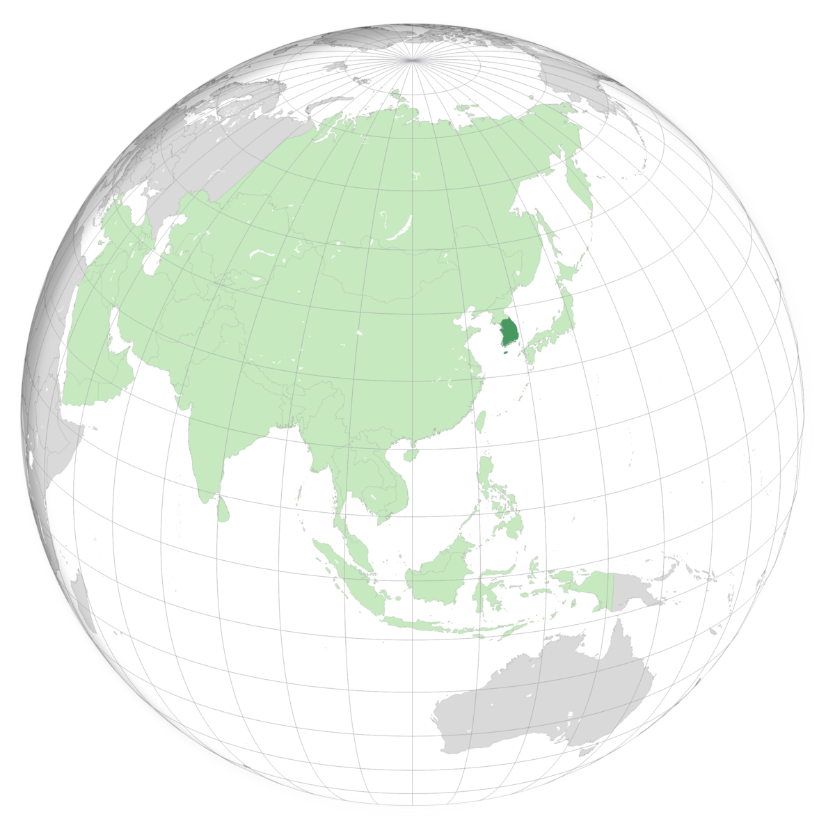 plassering av Sør-Korea på jordkloden. Kart