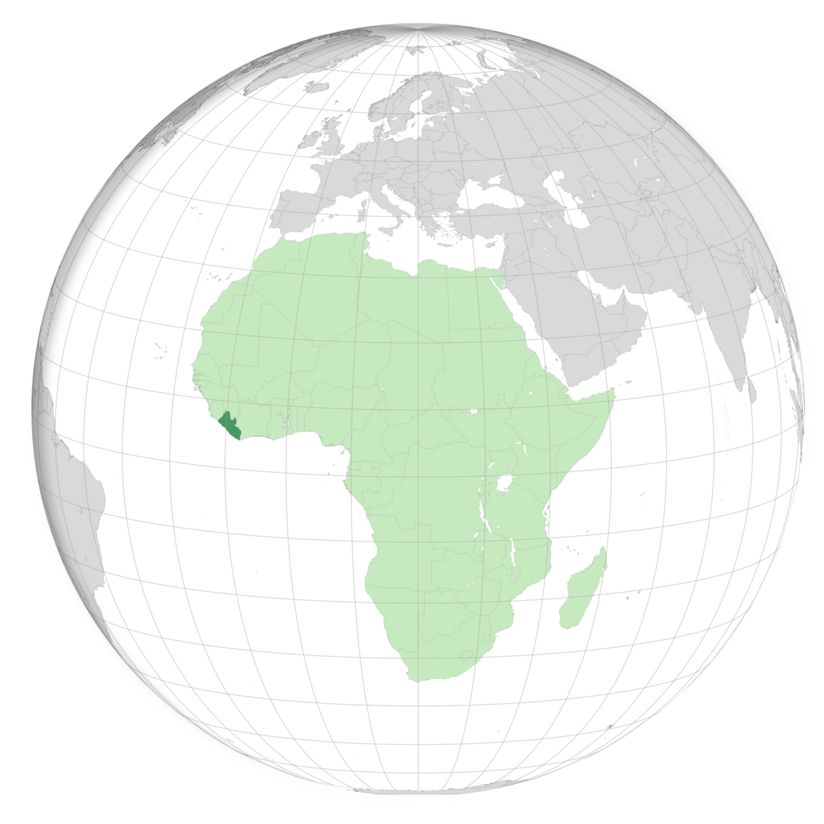plassering av Liberia på jordkloden. Kart