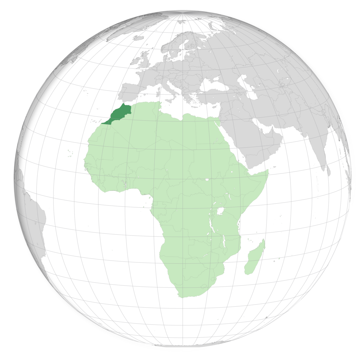 plassering av Marokko på jordkloden. Kart