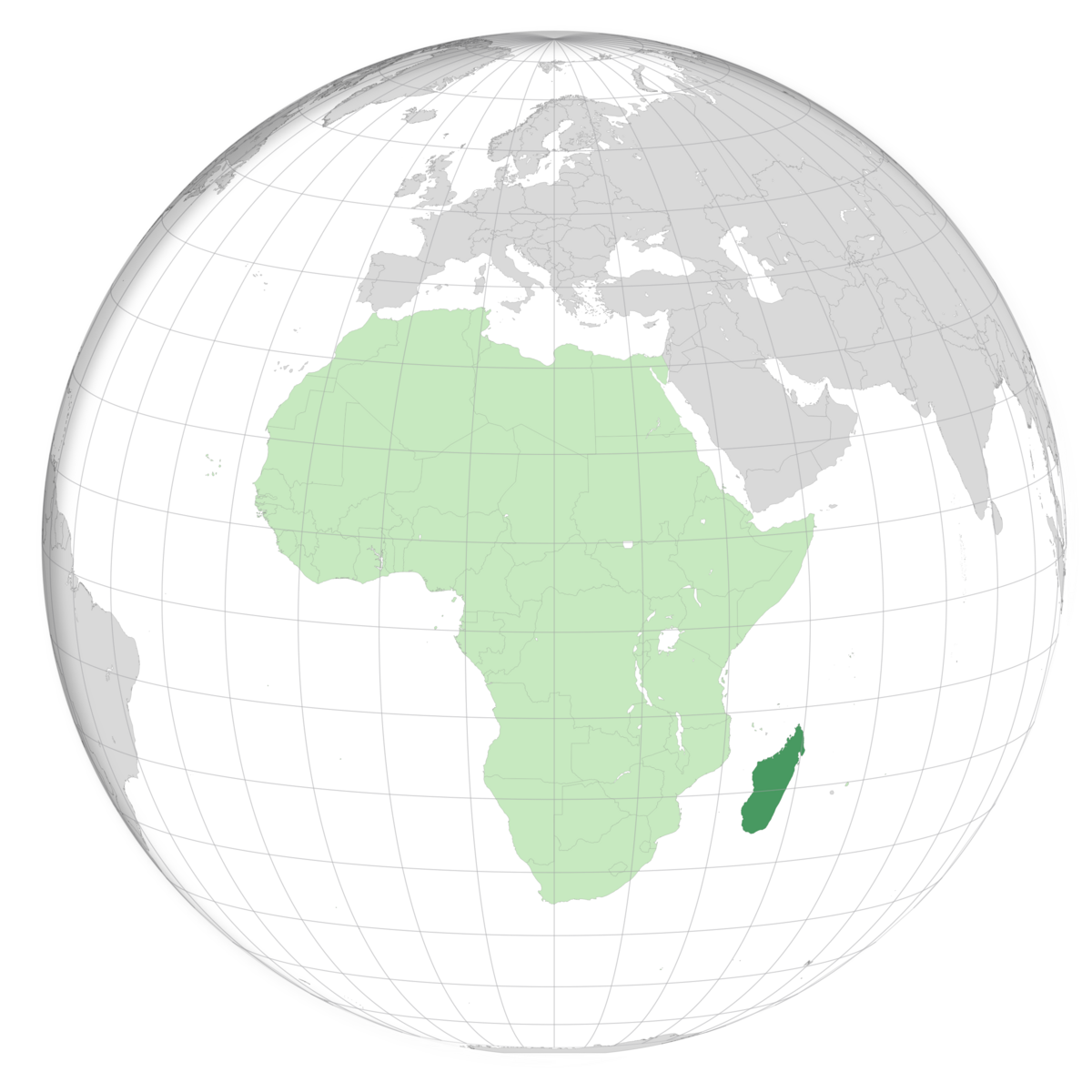 plassering av Madagaskar på jordkloden. Kart