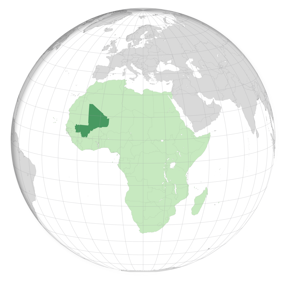 plassering av Mali på jordkloden. Kart