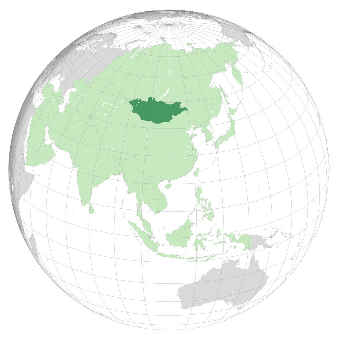 plassering av Mongolia på jordkloden. Kart