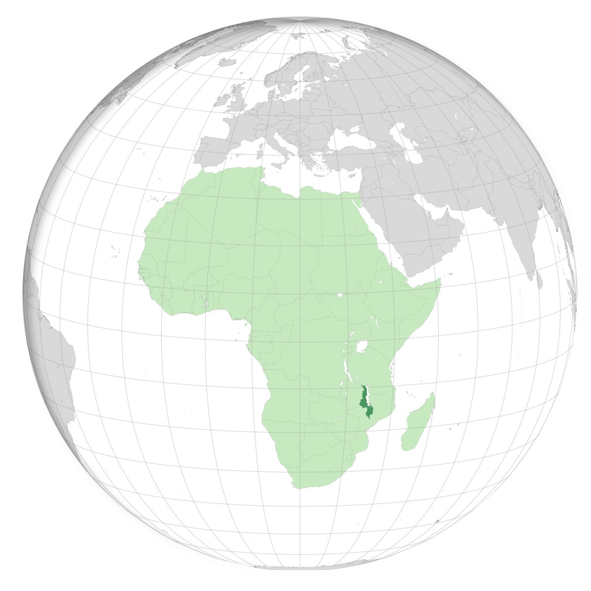 plassering av Malawi på jordkloden. Kart