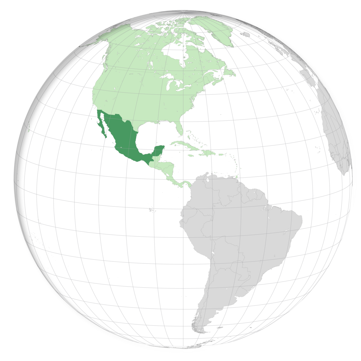plassering av Mexico på jordkloden. Kart