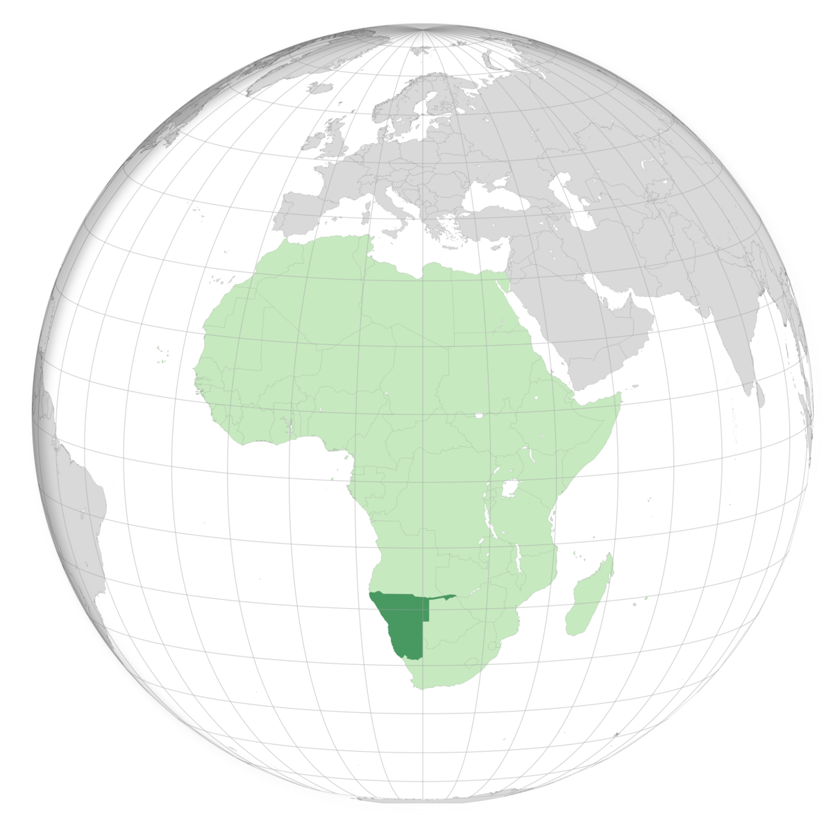 plassering av Namibia på jordkloden. Kart