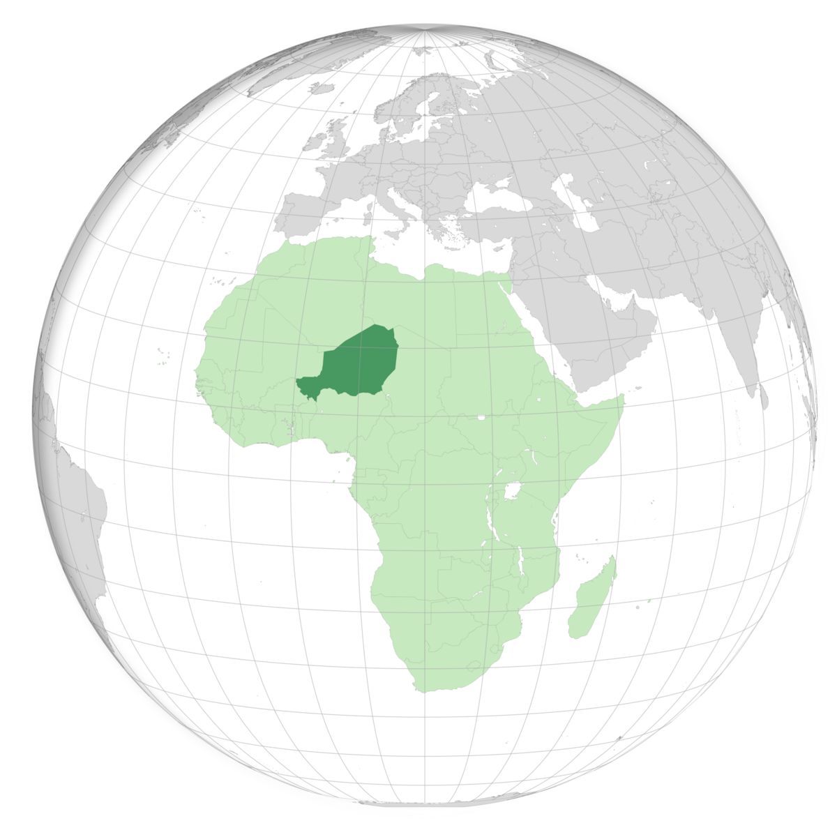 plassering av Niger på jordkloden. Kart