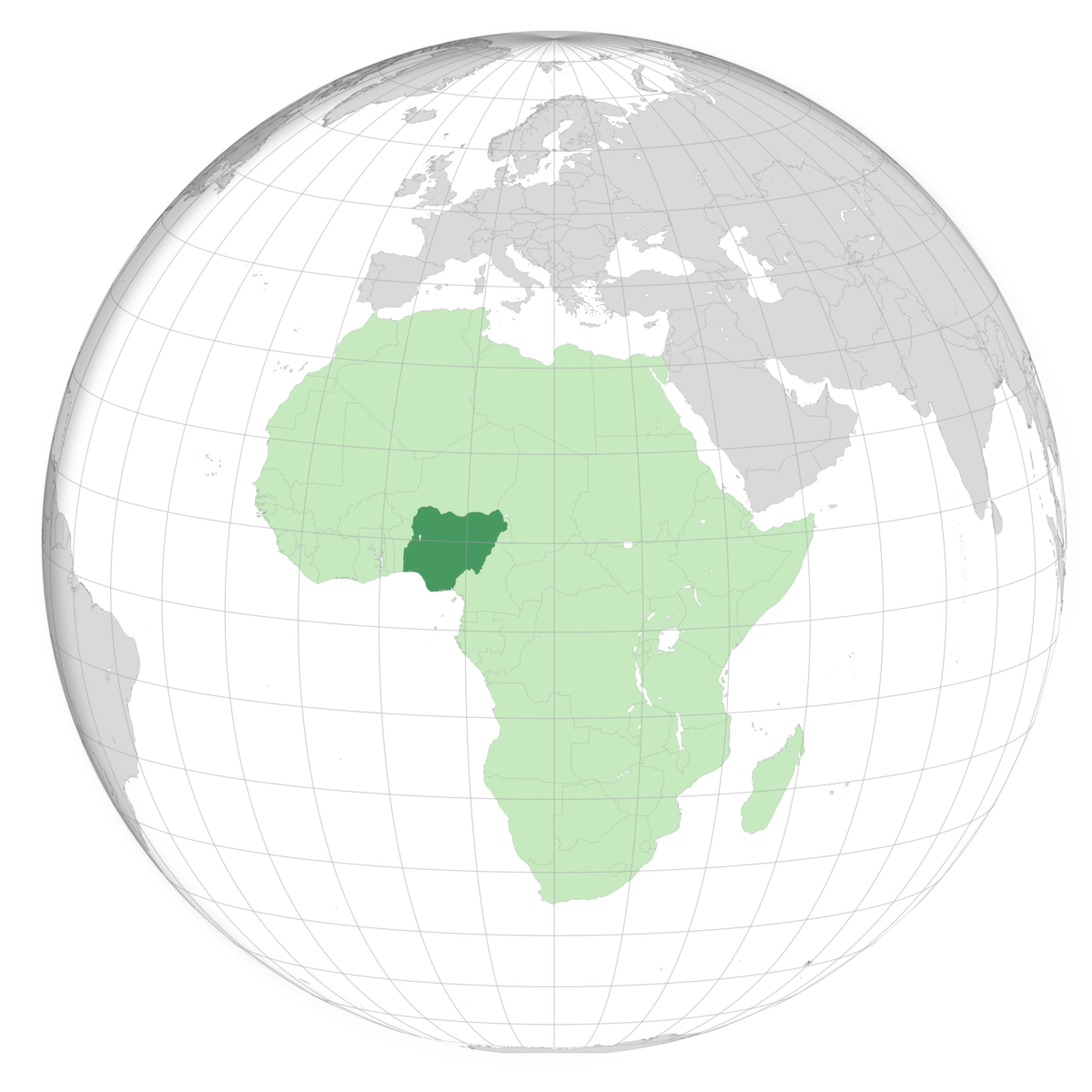 plassering av Nigeria på jordkloden. Kart