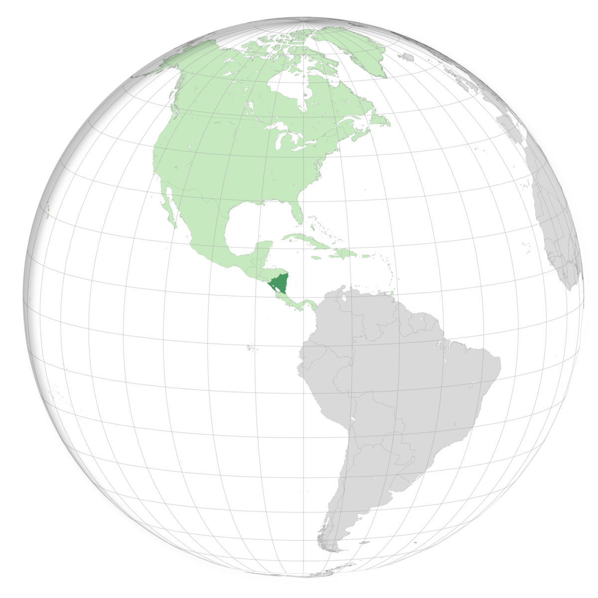 plassering av Nicaragua på jordkloden.
