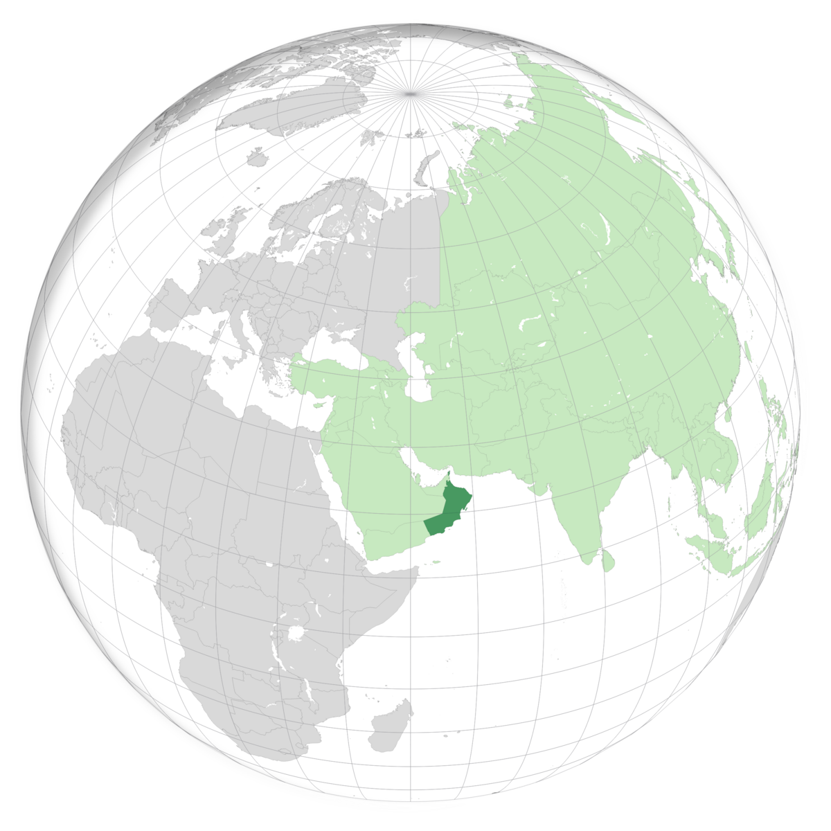 plassering av Oman på jordkloden. Kart