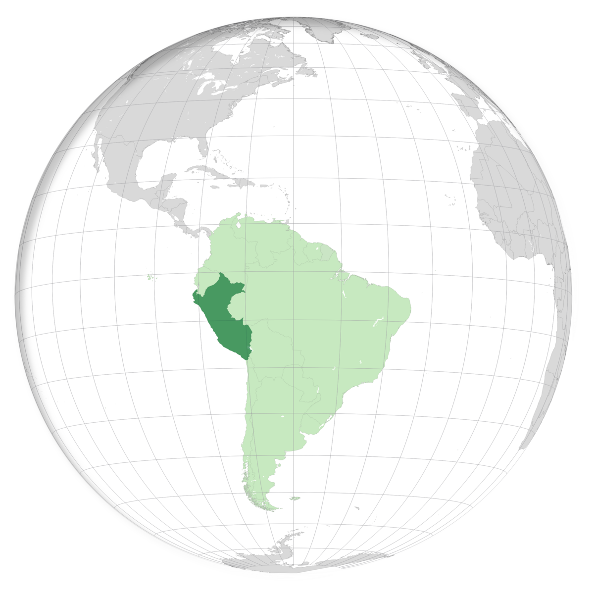 plassering av Peru på jordkloden. Kart