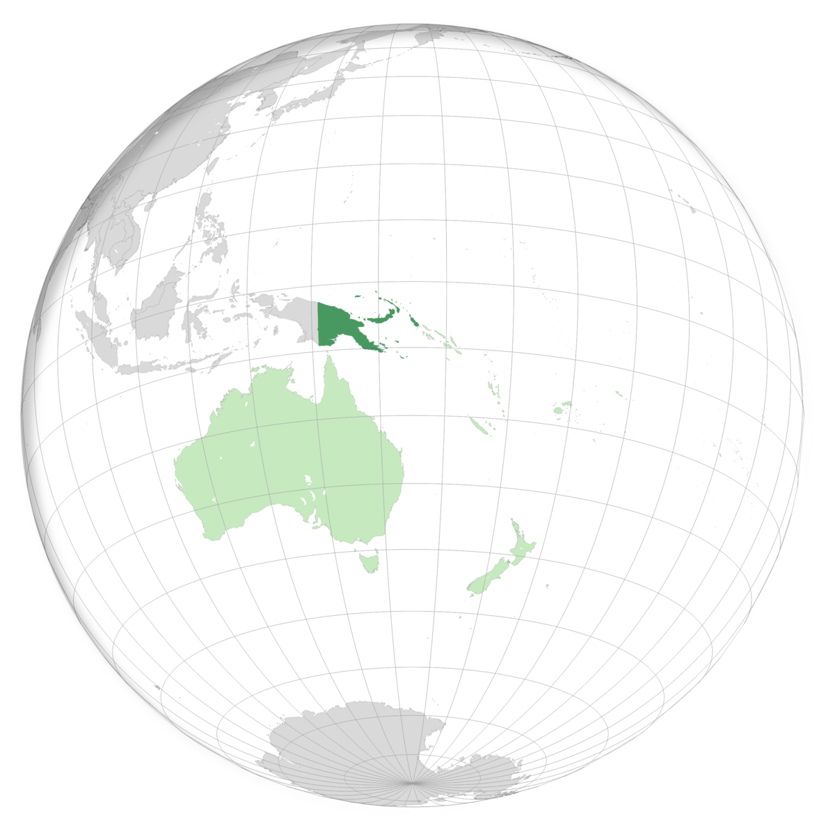 plassering av Papua Ny-Guinea på jordkloden. Kart